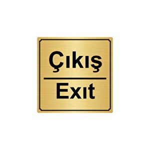 Çikiş/exit 20cmx20cm Metal Yönlendi̇rme Levhasi Altin Renk Metal