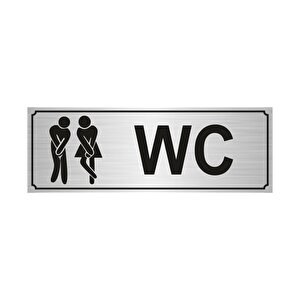 Wc Bay Bayan Yönlendirme Levhası 7 X 20 Cm Yapışkanlı Gümüş Renk
