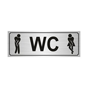 Wc Bay Bayan Yönlendirme Levhası 7 X 20 Cm Yapışkanlı Gümüş Renk