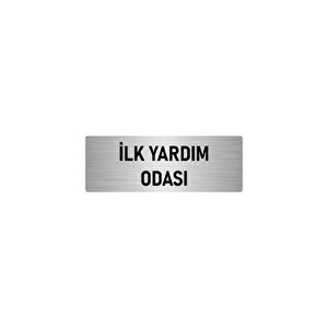Metal Yönlendirme Levhası, Departman Kapı İsimliği İlk Yardım Odası 7x20 Cm Gümüş Renk