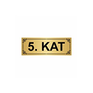 5.kat  7x20cm Altın Renk Metal Yönlendirme Levhası