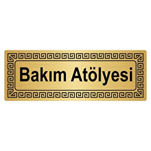Bakım Atölyesi 7cmx20cm Metal Yönlendi̇rme Levhasi Altin Renk Metal