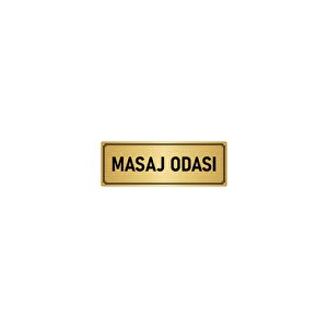 Metal Yönlendirme Levhası, Departman Kapı İsimliği Masaj Odası 10x20 Cm Altın Renk