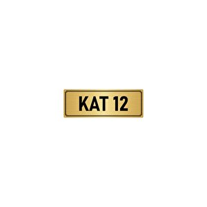 Metal Yönlendirme Levhası, Departman Kapı İsimliği Kat 12 7x20 Cm Altın Renk