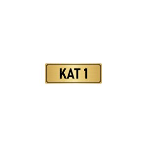 Metal Yönlendirme Levhası, Departman Kapı İsimliği Kat 1 5x20 Cm Altın Renk