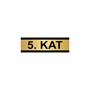 5. Kat 10x20cm Altın Renk Metal Yönlendirme Levhası