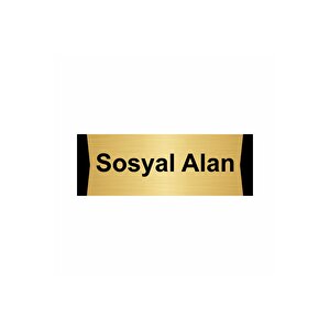 Sosyal Alan 7x20cm Altın Renk Metal Yönlendirme Levhası