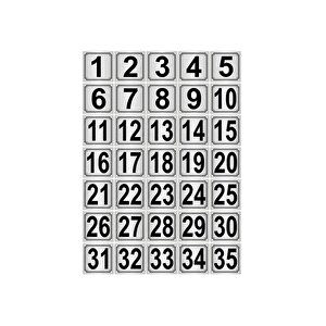 Metal Kapı,masa,dolap Numarası 7cmx7cm 35 Adet (1..35) Gümüş Renk Metal
