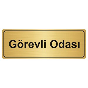 Görevli̇ Odasi Yönlendi̇rme Levhasi 7cmx20cm Altin Renk Metal