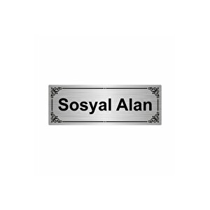 Sosyal Alan 7x20cm Gümüş Renk Metal Yönlendirme Levhası