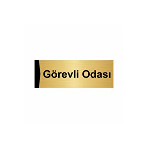 Görevli Odası 10x20cm Altın Renk Metal Yönlendirme Levhası