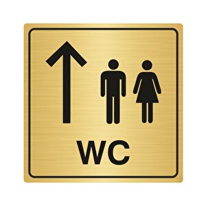 Wc Yönlendi̇rme Levhasi Bay Bayan 20cmx20cm Sy04 Altin Renk Metal
