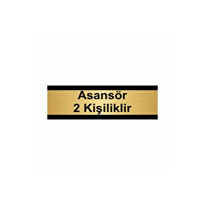 Asansör 2 Kişiliktir 5x20cm Altın Renk Metal Yönlendirme Levhası