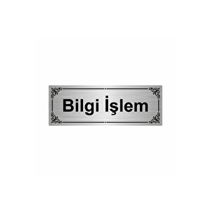 Bilgi İşlem 7x20cm Gümüş Renk Metal Yönlendirme Levhası