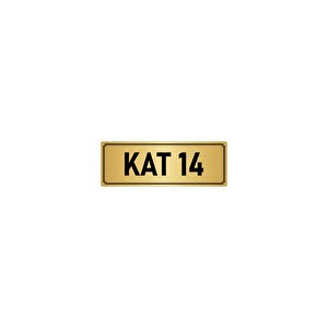 Metal Yönlendirme Levhası, Departman Kapı İsimliği Kat 14 7x20 Cm Altın Renk