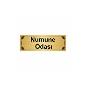 Numune Odası 7x20cm Altın Renk Metal Yönlendirme Levhası