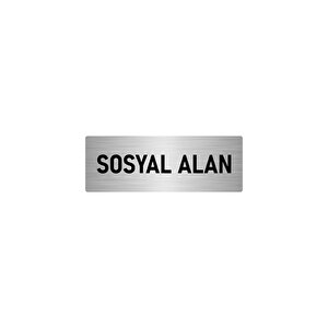 Metal Yönlendirme Levhası, Departman Kapı İsimliği Sosyal Alan 10x20 Cm Gümüş Renk