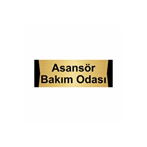 Asansör Bakım Odası 10x20cm Altın Renk Metal Yönlendirme Levhası