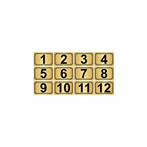 5x7cm Metal Yapışkanlı Numara (1..12) 12 Adet Altın Renk Metal