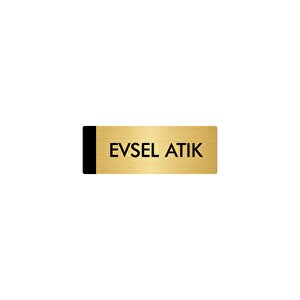 Metal Yönlendirme Levhası, Departman Kapı Isimliği Evsel Atık 5x20 Cm Altın Renk