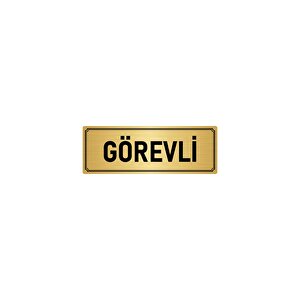 Metal Yönlendirme Levhası, Departman Kapı İsimliği Görevli 7x20 Cm Altın Renk