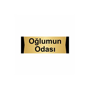 Oğlumun Odası 7x20cm Altın Renk Metal Yönlendirme Levhası
