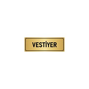 Metal Yönlendirme Levhası, Departman Kapı İsimliği Vestiyer 5x20 Cm Altın Renk