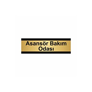 Asansör Bakım Odası 10x20cm Altın Renk Metal Yönlendirme Levhası