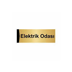 Elektrik Odası 5x20cm Altın Renk Metal Yönlendirme Levhası