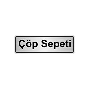 Çöp Sepeti̇ Yönlendi̇rme Levhasi 10cmx20cm Gümüş Renk Metal