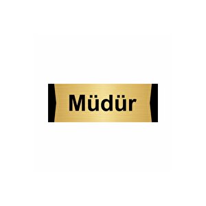 Müdür 7x20cm Altın Renk Metal Yönlendirme Levhası