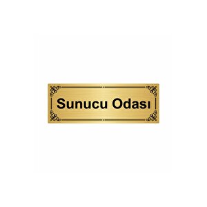 Sunucu Odası 7x20cm Altın Renk Metal Yönlendirme Levhası