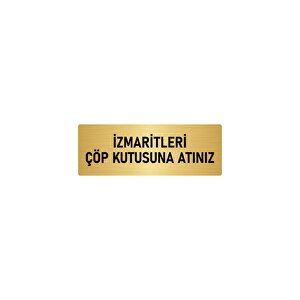 Metal Yönlendirme Levhası, Departman Kapı İsimliği İzmaritleri Çöp 5x20 Cm Altın Renk