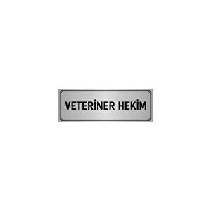 Metal Yönlendirme Levhası, Departman Kapı İsimliği Veteriner Hekim 5x20 Cm Gümüş Renk