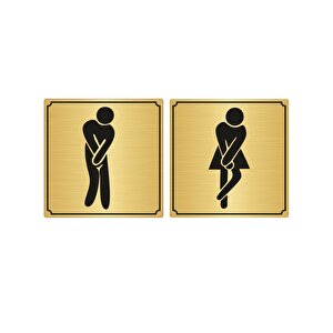 Wc Bay Bayan Yönlendirme Levhası 15 X 15 Cm Yapışkanlı Altın Renk