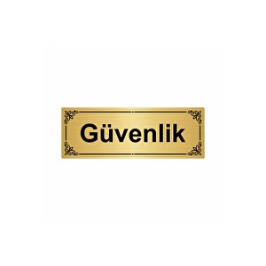 Güvenlik 7x20cm Altın Renk Metal Yönlendirme Levhası