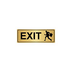 Exit Sola Yönlendi̇rme Levhasi 10cmx20cm Altin Renk Metal