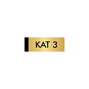 Metal Yönlendirme Levhası, Departman Kapı Isimliği Kat 3 7x20 Cm Altın Renk