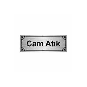 Cam Atık 7x20cm Gümüş Renk Metal Yönlendirme Levhası