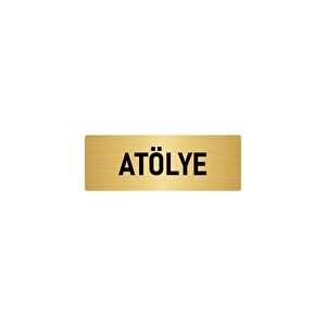 Metal Yönlendirme Levhası, Departman Kapı İsimliği Atölye 7x20 Cm Altın Renk
