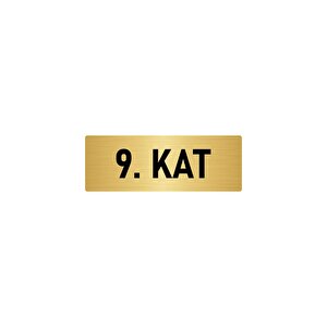 Metal Yönlendirme Levhası, Departman Kapı İsimliği 9. Kat 10x20 Cm Altın Renk