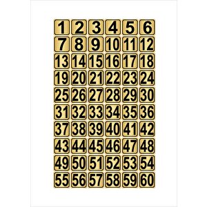 Metal Kapı,masa,dolap Numarası 3,5cmx3,5cm 60 Adet (1…60) Altın Renk Metal