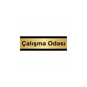 Çalışma Odası 10x20cm Altın Renk Metal Yönlendirme Levhası