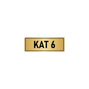 Metal Yönlendirme Levhası, Departman Kapı İsimliği Kat 6 5x20 Cm Altın Renk