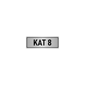 Metal Yönlendirme Levhası, Departman Kapı İsimliği Kat 8 10x20 Cm Gümüş Renk