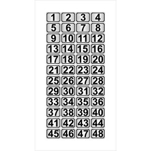 Metal Kapı,masa,dolap Numarası 7cmx10cm 48 Adet Dikdörtgen (1…48) Gümüş Renk Metal