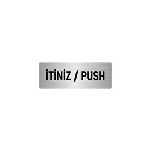 Metal Yönlendirme Levhası, Departman Kapı İsimliği İtiniz/push 10x20 Cm Gümüş Renk