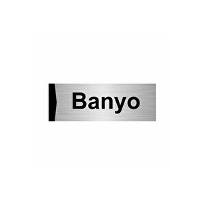 Banyo 7x20cm Gümüş Renk Metal Yönlendirme Levhası
