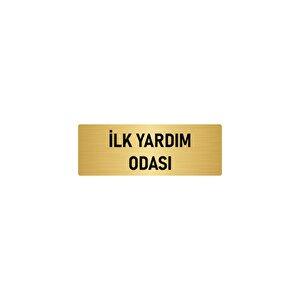 Metal Yönlendirme Levhası, Departman Kapı İsimliği İlk Yardım Odası 7x20 Cm Altın Renk