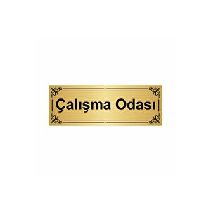 Çalışma Odası 7x20cm Altın Renk Metal Yönlendirme Levhası